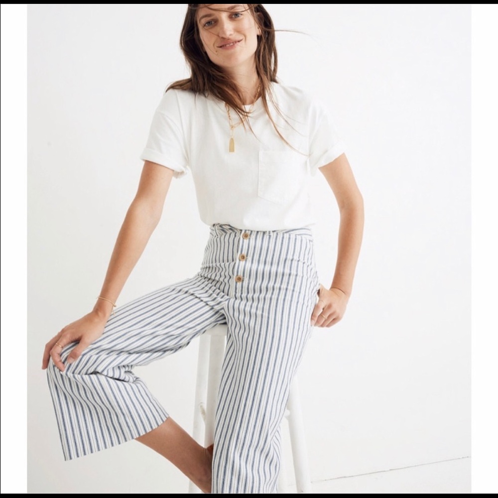 Madewell Emmett Wide Leg Crop pants in stripe